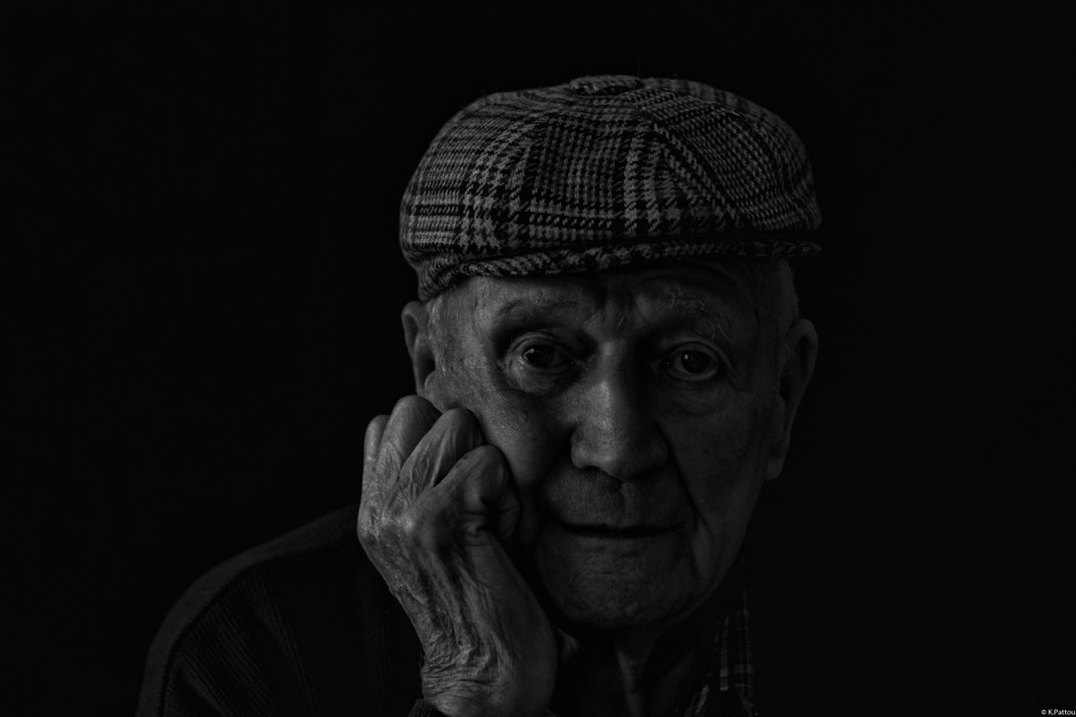black and white portrait of my grandfather, 95 years old.